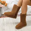 2026 Botas de Nieve Europeas y Americanas para Mujer de Comercio Exterior, Botas de Nieve de Caña Alta, Botas para Mujer de Tallas Grandes, Botas Largas con Forro de Lana y Engrosadas, Venta al por Mayor