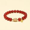 Design Original da Montanha Putuo Pulseira Fofa de Sândalo Verde com Jade Hetian Pulseira da Marca Fu de Cabacinha para Homens e Mulheres Joias de Estilo Étnico