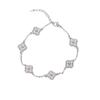 Pulsera Coreana de Plata con Flor de Trébol de Cuatro Hojas Micro-Incrustada Diseño Nicho Ins Lujo Accesible de Alta Gama Pulsera Elegante Versátil