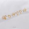 Paquete de oro de 14K micro incrustado de circonio Luna en forma de V trébol de cuatro hojas estrella de cinco puntas soporte para perlas de medio agujero aretes diy material para aretes
