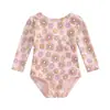 6-12M,12-18M,18-24M,2-3Años3-4Años enterizo de encaje floral brillante con cordones para niños