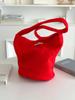 2024 Otoño e Invierno Nuevo Mochila Bandolera de Terciopelo Suave Estilo Espejo Mochila de Compras Bolso de Hombro Tipo Cubo Coreano Mujeres