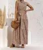 Vestido para mujer 2025 nuevo con cuello halter estampado de ondas y cordones