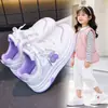 Tênis de corrida antiderrapante com superfície de couro estiloso para crianças, estilo princesa com laço impermeável, para meninas, outono e inverno