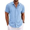 Camiseta de Lino de Manga Corta para Hombre Camiseta Holgada Color Sólido Manga Corta Algodón Lino Camisa de Playa para Hombre Talla Grande Camisa de Manga Corta para Hombre