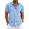 Camiseta de Lino para Hombre de Manga Corta Camiseta Interior Holgada de Color Puro Camisa de Algodón y Lino de Manga Corta Talla Grande para Playa de Hombre Camisa de Manga Corta para Hombre