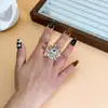 Anel de Flor de Resina Estilo Boêmio Transfronteiriço para Mulheres Estilo Coreano Brilhante Anel Cilíndrico Tridimensional com Padrão Trançado