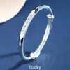 Douyin Live Cobre Branco Banhado a Prata Cubo d'Água Sempre Com Você Amor Eterno Pulseira Redonda de Empurrar e Puxar Pulseira Simples Feminina