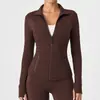 Jaqueta de Yoga Outono e Inverno Europeia e Americana Novo Estilo Slim-fit Gola Alta Zíper Jaqueta Esportiva Personalizada OEM