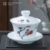 Tazón con tapa Gao Bai San Cai tazón con tapa de cerámica blanco gordo juego de té kung fu 3.8 tazón blanco dulce tazón de té juego de cacao