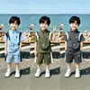 Conjunto de Ropa de Verano para Niños Nuevo Ropa Elegante para Bebés Ropa Casual para Bebés Bolso Cruzado de Hombro Shorts de Manga Corta Conjunto de Dos Piezas Moderno
