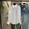 Camisa de Lino 100% Bordada con Logo de Pony de Lujo Ligero Qiaomi para Mujer, Camisa Casual de Manga Larga Transpirable Holgada Multicolores de Verano