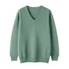 24 Otoño Invierno Nuevo Suéter de Cachemira para Hombre Cuello en V Jersey Color Sólido Tejido Casual de Negocios Manga Larga Tejido Base Suéter de Lana