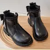 Botas Martin para Niñas 2026 Invierno Niños Felpa Cálida Botines Cortos Doble Algodón Niña Pequeña Moño Estilo Princesa Botas de Piel
