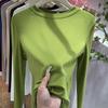 2025 Nova Camisa Base Feminina Terno Interno Primavera Outono Inverno Gola Redonda Manga Longa Camiseta Slim Fit Top Cor Sólida Simples