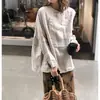 Camisa Asimétrica de Lino Artística con Abertura, Nueva Blusa para Mujer Estilo Chino Nacional, Top de Manga Larga