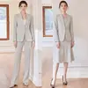 Moda Nueva Primavera y Otoño Pantalones Profesionales Verdes Caña para Mujer de un Botón, Corte Ajustado, Elegante Traje de Oficina Ropa de Trabajo