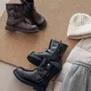 Botas para Niña 2026 Nuevo Modelo para Niños Mayores, Botas de Cuero Estilo Western con Hebilla, Botas Martin Infantiles Versátiles y de Moda Estilo Británico