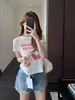 Camiseta de Manga Corta con Cuello Redondo, Corte Ajustado, Estampado Atmosférico y Hermoso para Mujer, Nuevo Modelo Verano 2026 H050117