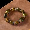 Pulsera de cuentas de ágata natural amarillo verde cuentas de dragón pulsera de jade natural ágata flor de hielo cuentas de barril al por mayor