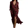 Ropa de otoño de talla grande para mujer transfronteriza europea y americana de Amazon, abrigo de longitud media, vestido camisero holgado con abertura lateral