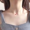 Collar de corazón de niña en plata de ley chapado en oro esmalte rojo cadena para la clavícula corazón mismo estilo que Zhiqiao