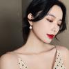S925 Agulha de Prata Coreano Design de Nicho All-Match Internet Celebridade Brincos Simples Mulheres Diamante Completo Pérola Fan Ear Jóias