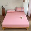 2026 Nuevo Algodón Puro Hilo Teñido Algodón Lavado Artículo Individual Sábana Ajustable Sábana Ajustable Individual Funda de Almohada Juego de Tres Piezas