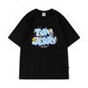 Camiseta de Manga Corta Transfronteriza para Hombre con Dibujo Animado Jerry Tom Cat Top Holgada de Media Manga High Street Hip-hop Camiseta para Parejas