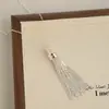 Colar com Pingente de Coração Escovado Prata e Gota d'Água para Mulheres, Corrente Longa Retrátil de Clavícula de Luxo de Alta Qualidade, Acessório de Corrente para Suéter