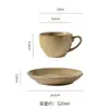 Juego de taza de café y platillo de cerámica de alta calidad, cocido en horno retro, exquisito y único, perfecto para el té de la tarde en la oficina o para servir leche