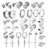 Los Pendientes y Clavos de Acero Inoxidable Más Populares para Hombre de Amazon, Combinación de Acero de Titanio, Aros con Cruz, Pendientes Perforados y Set de Pendientes
