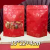 Bolsas de Empaque para Comida de Año Nuevo del Año del Caballo, Bolsas Selladas de Papel Kraft con Ventanas, Bolsas Autoportantes para Regalos de Año Nuevo, Productos Secos y Snacks, Bolsas Autocierre