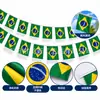 Bandera de Mano Cruzada Brasil 14x21 Bandera de Brasil Copa del Mundo Bandera de Poliéster Decoración con Palo