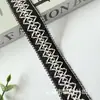 Borda de Renda com Cruz e Diamantes Estilo Étnico de 2,5cm, Fornecimento Direto do Fabricante, Adequada para Sapatos, Chapéus, Acessórios de Vestuário e Bordas de Botas de Neve