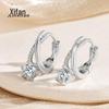 S925 prata esterlina super flash seis garras zircão cruz brincos temperamento feminino nicho design alta qualidade requintado círculo orelha clipe