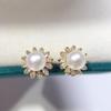 Origen Zhuji Aretes de Tuerca de Perla Natural de Agua Dulce para Mujer Aretes Simples de Diamante y Perla Venta al por Mayor Amazon Venta Caliente