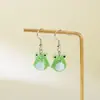 Colar Transfronteiriço com Brincos de Sapo de Vidro Verde, Estilo Minimalista Único para Mulheres, Design de Animalzinho Fofo, Original