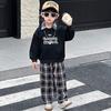 Traje de Pantalón a Cuadros de Otoño para Niños Conjunto de Dos Piezas Deportivo Estilo Coreano Estilo Infantil Ropa de Bebé Tendencia