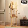 Cabideiro giratório de chão para quarto sala de estar cabideiro doméstico de madeira maciça suporte vertical para pendurar bolsas cabideiro para pendurar roupas prateleira de armazenamento