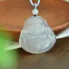 Pingente de Buda de Calcedônia Tipo Gelo Natural Novo Estilo Chinês Simples Elegante Ornamento Pendente Feminino Ágata Buda Maitreya Pedra de Jade Joia
