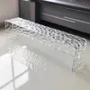 Banco Largo de Acrílico con Onda de Agua de Lujo Ligero Transfronterizo Silla de Comedor Transparente Simple Silla Larga para Cambiar Zapatos en la Puerta Banco al Pie de la Cama