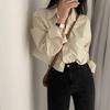 Camiseta Básica de Manga Larga Estilo Chic Coreano para Mujer