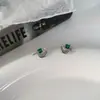 Brincos de Estrela com Diamante Quadrado Verde Menta, Luxo Acessível, High-End, Brincos Pequenos e Delicados, Brincos de Lua Modernos e Versáteis