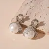 Pendientes de Malla Perlados con Incrustaciones de Diamantes Metálicos Frescos, Estilo Europeo y Americano, Modernos, de Nicho, Pendientes de Alta Gama para Mujer