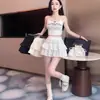 Falda pastel de estilo ballet dulce para chica suave, con ribete de encaje, para primavera, verano y otoño, con un diseño único y una silueta corta y esponjosa.