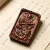 Colgante del Emperador Zhenwu de Madera de Azufaifo Golpeada por el Rayo, Amuleto de Paz y Seguridad, Colgante Taoísta del Emperador Xuantian, Adorno para Colgar en el Coche con Cuerda, Enviado