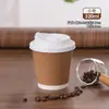 Taza de Café Desechable con Tapa, Taza para Té de Leche de Soya, Taza de Papel Kraft, Taza Comercial para Llevar, Taza de Papel para Bebidas Calientes