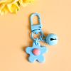 Ins fresco colorido pequena flor Bell chaveiro diy pingente feito à mão menina saco do coração porta fivela ornamentos bonitos