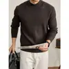 Suéter de Tricô Masculino Gola Alta Meia Listras Sólidas Camada Base Slim Fit Estilo Old Money Outono/Inverno Fábrica Transfronteiriça Atacado